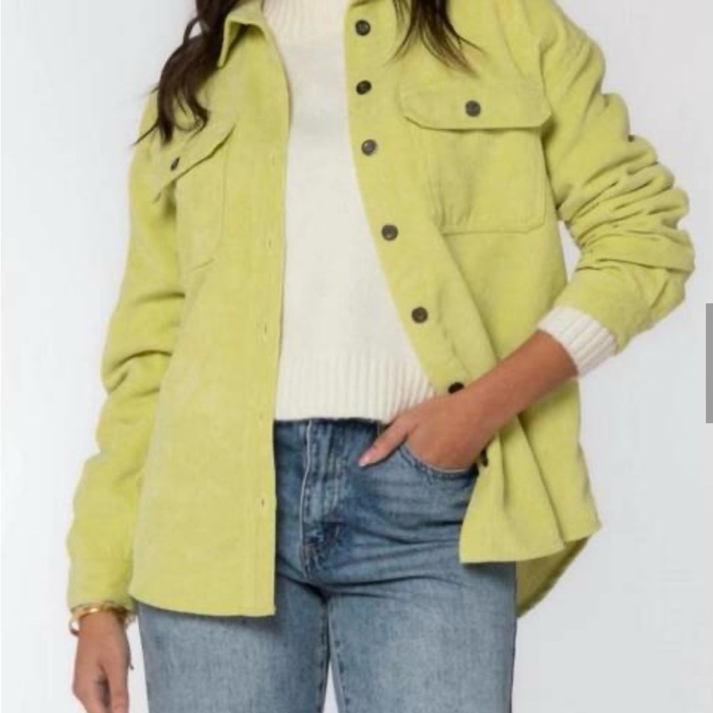Velvet Heart Lime Green Button-Front Shacket